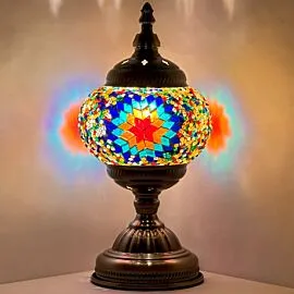 Multicolor Flower Handmade Turkish Mosaic Lamps - Without Bulb