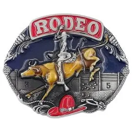 Multicolor Bull Riding Rodeo Belt Buckle Dimension