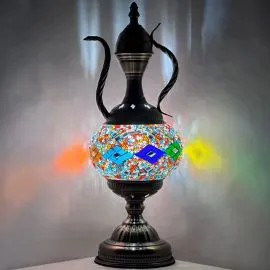 Multicolor Diamonds Turkish Lamp with Pitcher Design - Light on