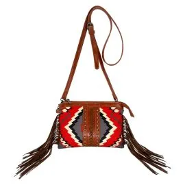 Wholesale Western Leather Purse Bags with Aztec Design and Fringe sides