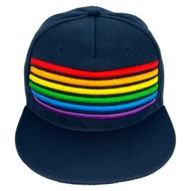 Rainbow stripes navy blue snapback hats in bulk - pride hats