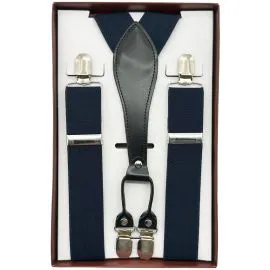 Navy blue suspenders with 4 clips wholesale