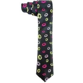 Multicolor Lips Patterned Slim Tie