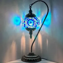 Wholesale Oceanic Blue Blossom Swan Neck Handmade Mosaic Glass Lamp