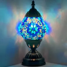 Wholesale Oceanic Blue Flower Handmade Egg Shaped Mosaic Glass Lamp