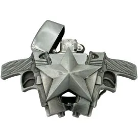 Wholesale Lighter Buckles in Bulk - Gun and Star Badge Design