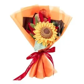 orange crochet flower bouquets with sunflower crochets