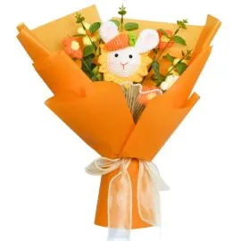 Orange Crochet Rabbit Sunflower Easter Bouquets wholesale