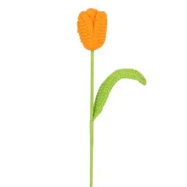 Orange Crochet Tulips wholesale for art shop decor and bouquets