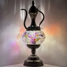 Colorful Turkish Lamp with Pitcher Design - Lights on