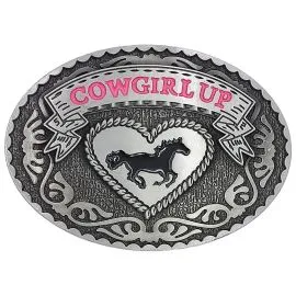 Belt Buckle Wholesaler - Oval Cowgirl Up Belt Buckle