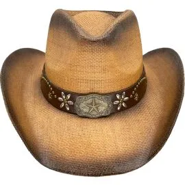 Wholesale Paper Straw Star Band Brown Cowboy Hat