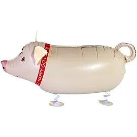 pig foil balloon with walking pet design