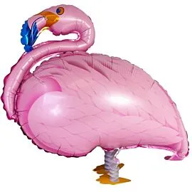 pink flamingo foil balloons with walking air pet design