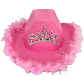 Bulk Cowgirl Hats - Light-up LED Pink Cowboy hats in bulk