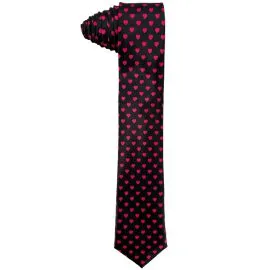 Wholesale Skinny Ties in Bulk - Pink Hearts on Black Tie