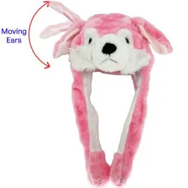 Pink Lone Wolf Hat with Moving Ears - Wholesale and Bulk options Animal Hats