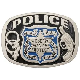 Police Belt Buckle - Gun & Handcuffs Design