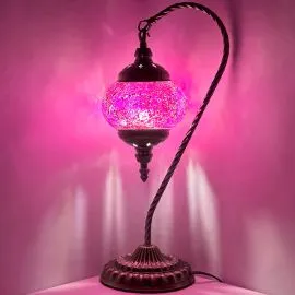 Wholesale Purple Glow Swan Neck Handmade Mosaic Glass Lamp