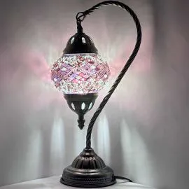 Wholesale Authentic Purple Diamonds Swan Neck Handmade Mosaic Glass Lamp