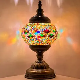 Rainbow Diamonds Turkish Round Mosaic Lamp - Without Bulb