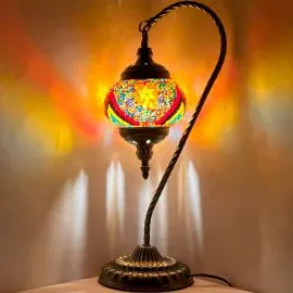 Wholesale Rainbow Fire Flower Swan Neck Handmade Mosaic Glass Lamp