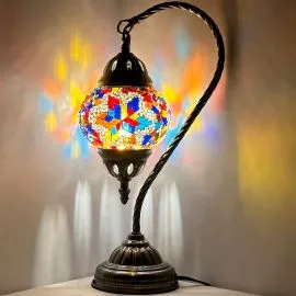 Wholesale Rainbow Petal Flower Swan Neck Handmade Mosaic Glass Lamp