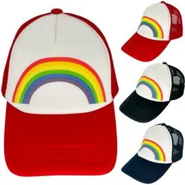 Rainbow Pattern Trucker Hats in bulk