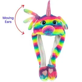 wholesale rainbow unicorn animal hats with moving ears