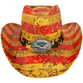 Wholesale Vintage Paper Straw American Flag Cowboy Hat