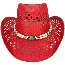 wholesale red cowboy hats with breathable design and vintage hatnbands