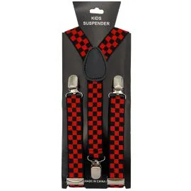 Red Checkered Children Wholesale Suspenders