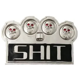 Red Eyed Brass Knuckle Skull Belt Buckle