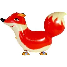 red fox foil balloon with walking air pet design