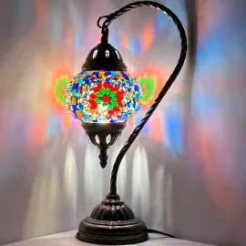 Wholesale Red Petal Flower Swan Neck Handmade Mosaic Glass Lamp