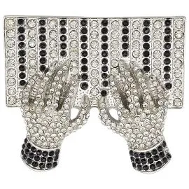 Rhinestone Hands Playing Piano Buckle