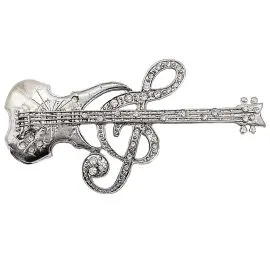 Hebilla de guitarra con notas musicales de diamantes de imitación