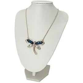 royal blue and silver diamond beaded dragonfly necklace on display