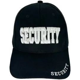 SECURITY Embroidered Black Baseball Caps bulk