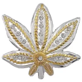 Buckle Wholesaler - Silver & Gold Marijuana Leaf Belt Buckle