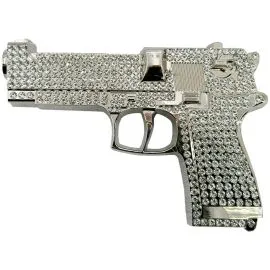 Belt Buckles in Bulk - Silver Rhinestone Beretta Gun Belt Buckle