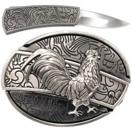 wholesale hidden knife belt buckles with rooster engraved design