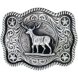 Wholesale Belt Buckles - Western Deer Belt Buckles Silver Design