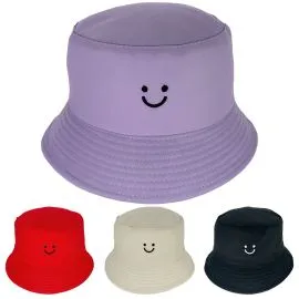 Smiley Emoji Embroidered Bucket Hats wholesale