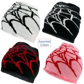 Spider Beanies with Web Design - Bulk Beanies