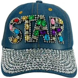 STAR design bling rhinestone caps for women