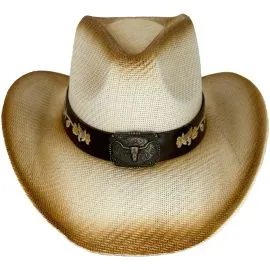 wholesale straw cowboy hats with embroidered floral design band