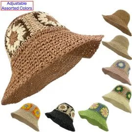 Wholesale Straw Crochet Bucket Hats for Summer time