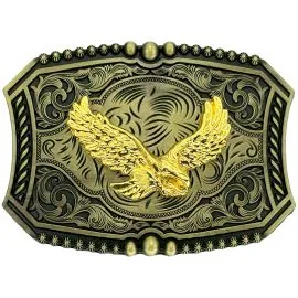 Wholesale Western Buckles - Golden Soaring Eagle Vintage Belt Buckle