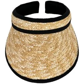 Wholesale Sun Visor with Black Border - Quality Straw - Front 